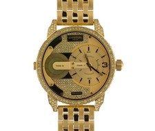 Diesel Men Mini Daddy Gold Tone With Glitz Quartz Watch - DZ5599 NEW