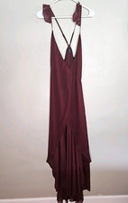 NWT Lulus Burgundy Wrap Maxi Dress Size L Strappy Back Wedding Guest Cocktail