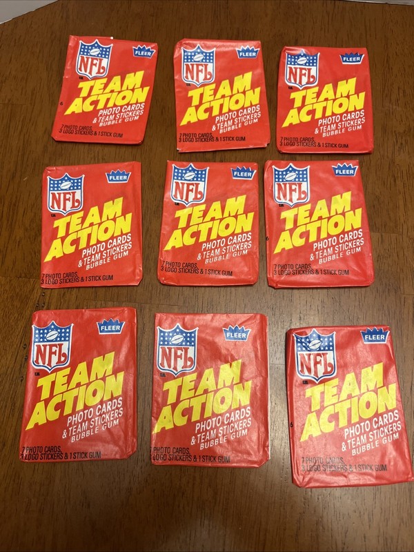 1983 Fleer NFL Team Action Football  Lot Of 9 Wrappers