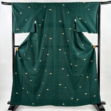 JAPANESE KIMONO FINE PATTERN GREEN 162cm 5 ft 4 in PURE SILK B1447