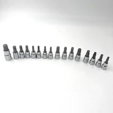 Powewrbuilt SAE Metric 16pc Lot Bit Torx Sockets see photos for sizes
