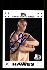 Signed Basketball Card Auto Spencer Hawes 2007-08 Topps #10 Kings White
