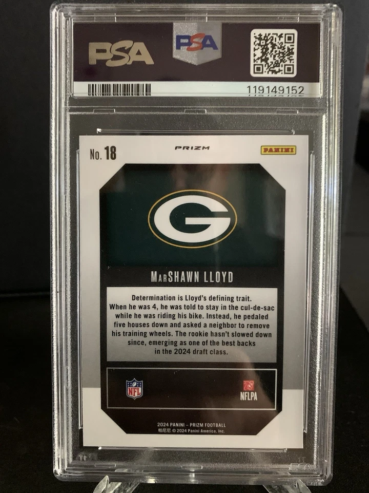 2024 PANINI PRIZM FOOTBALL MARSHAWN LLOYD ROOKIE GREEN WAVE EMERGENT PSA 10 RC - Image 2 of 2