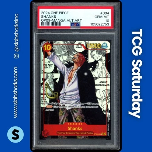 2024 ONE PIECE EMPEROR IN THE NEW WORLD #OP09-004 SHANKS SR MANGA ALT ART PSA 10