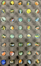 VIntage Lot of 40 Cat Eye Swirl Vein Marbles Great colors Estate 