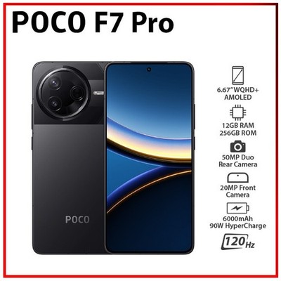Xiaomi POCO F7 Pro 5G 12GB+256GB BLACK Dual SIM Unlocked Android Mobile Phone