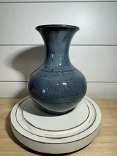 VTG Blue Speckled Handmade Jugtown Ware Pottery Vase 1988 6.5”