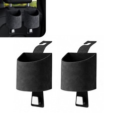 2PCS Car Headrest Cup Holder Organizer, Faux Leather Suede 2-in-1 Backseat Dr...
