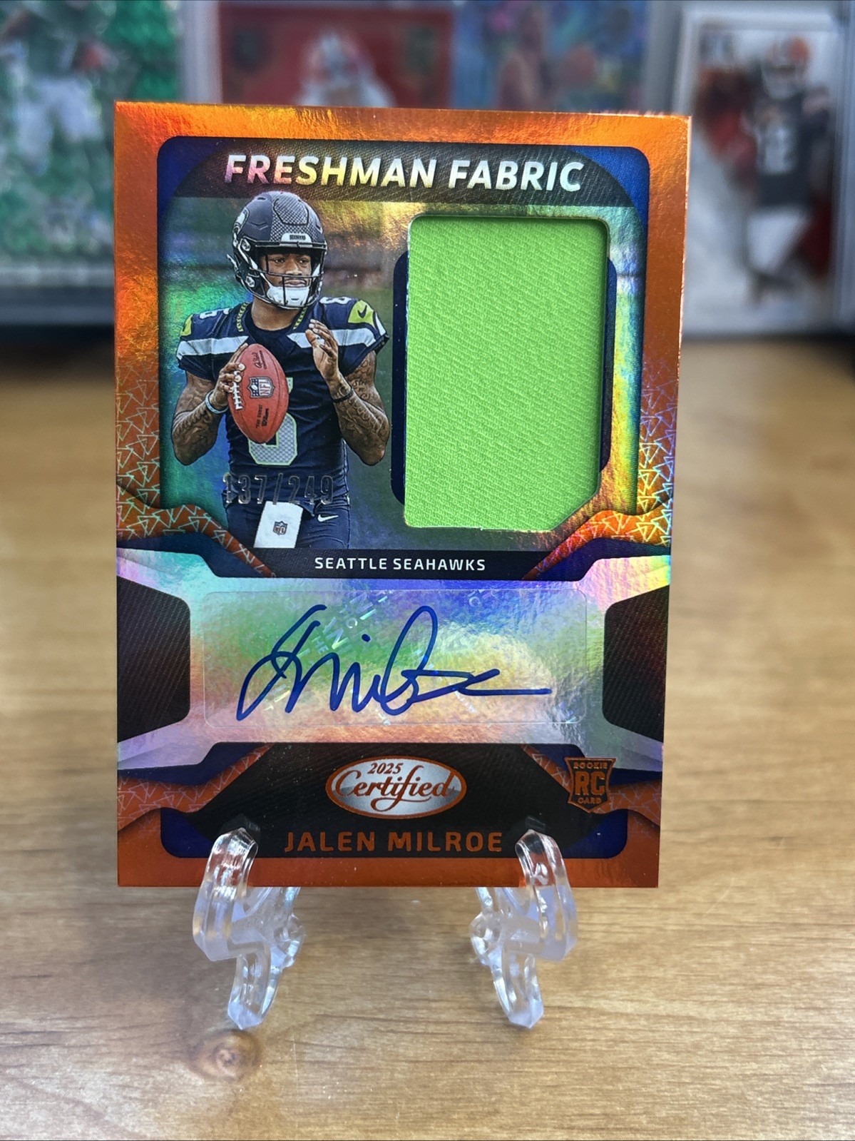 2025 Certified Jalen Milroe Freshman Fabric Jersey Orange RC Auto #/249