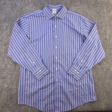 Brooks Brothers Dress Shirt 16.5 2/3 Slim Fit Non Iron Blue Vertical Striped