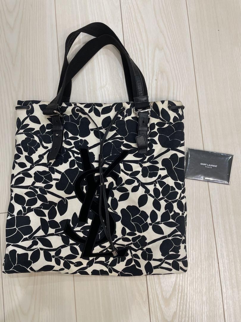 Saint Laurent Floral Print Canvas Tote Bag