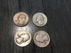Lot of Four (4) Washington Quarters, Years 1960-1964, 90% Silver, Free shipping!