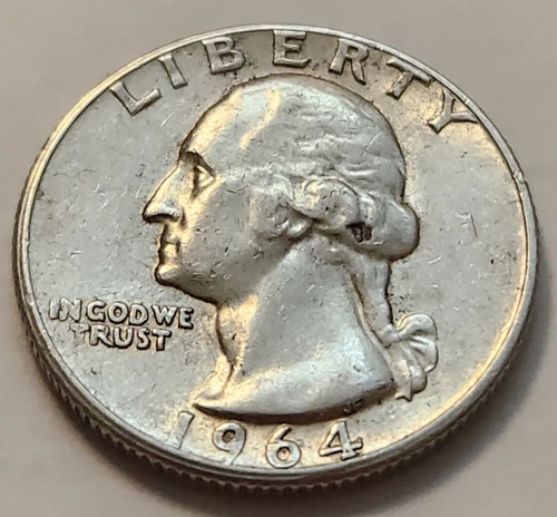 AU 1964 Washington Quarter 90% Silver        X1