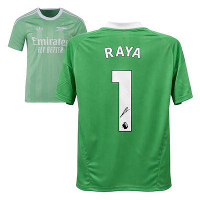 David Raya Signed Arsenal Goalkeeper Away Soccer Jersey #1 with