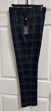 Barabas Men  s Pants Navy Lime Brown Plaid Sz 36W Slim Fit NWT