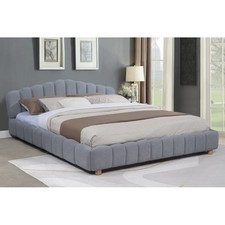 Light Blue Velvet Upholstered Queen Platform Bed, Modern Bedroom Furniture Woo