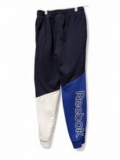 Reebok Youth Colorblock Jogger Pants Blue Black White Elastic Waist