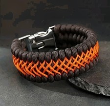 Black  Orange Nylon Paracord Bracelet Adjustable Buckle 8-Strand 550 lb