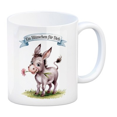 Ein Blümchen für dich Kaffeebecher mit Aquarell Esel