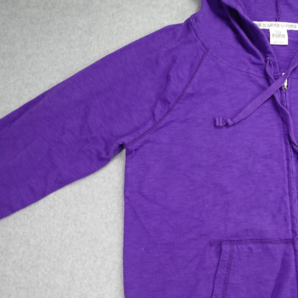 Sudadera con Capucha ROSA Victorias Secret Para Mujer Grande Púrpura Cremallera Completa Love Rosa Logo para Perro Foto 3 de 4
