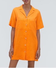 Everlane The Linen Workwear Dress in Turmeric Orange medium