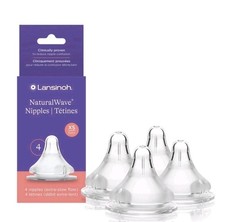 Lansinoh NaturalWave Nipple XS Extra-Slow Flow Silicone 0m 4-Count Anti-Colic