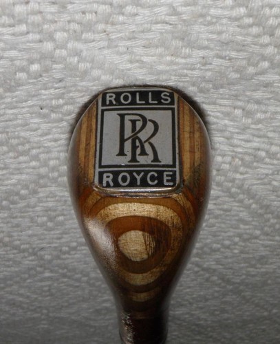 Vintage Rolls-Royce Gehstock / Stock - Holz Intarsien Top mit Intarsien Plakette - Bild 6 von 8
