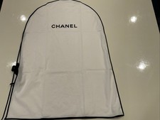 Chanel White Thin Cotton Garment Bag With Black Bow Tie 35  x24  NEW