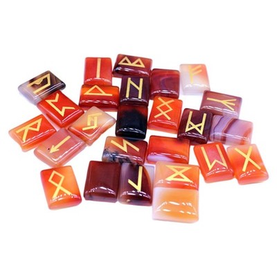 25 Stück natürliche polierte Mineralien Wikinger Runen Amulett Set Edelstein