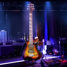 Glarry Burning Fire 24 Frets Electric Guitar with Bag & Accessories Sunset