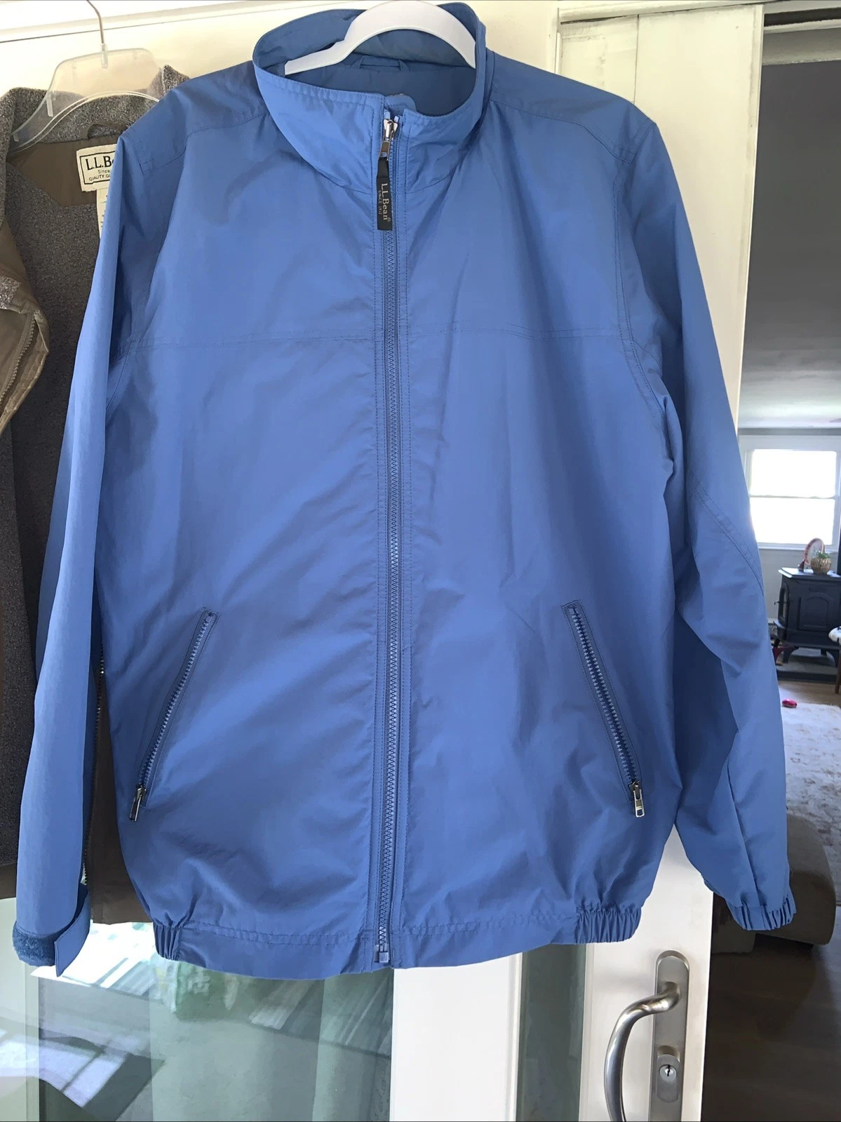 L.L. Bean Men’s Large Warm-Up Jacket Fleece Lined L.blue Full Zip
