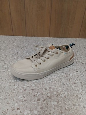 TOMS Low Top Canvas Sneakers Beige Men s US 8.5 Casual Lace-Up Shoes