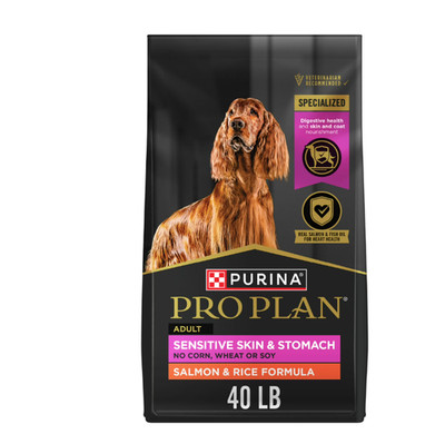Purina Pro Plan Dry Dog Food, Sensitive Skin & Stomach, Salmon & Rice, 40 lb
