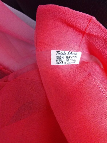 Bufanda Vintage Rosa Y Blanca, Triple Transparente, 100% Rayón, Japón, ¡Nuevo Estado! - Imagen 4 de 4