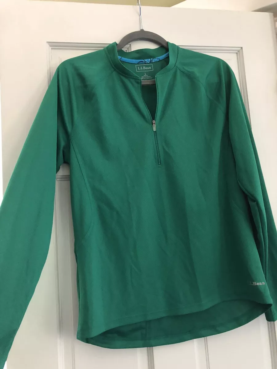 L.L. BEAN womens L Cycling Jersey SHIRT green lightweight bike