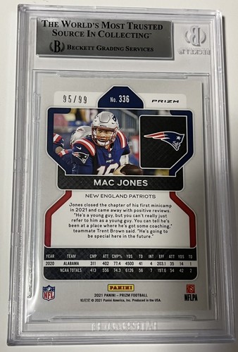 2021 Prizm Mac Jones 95/99 Blue Cracked Ice Rookie SSP Patriots BGS 9 Mint - Picture 2 of 2