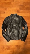 Nordstrom Black Leather Asymmetrical Zip Moto Jacket Size Small New With Tags