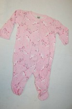 Baby Girls L/S KNIT SLEEPER PAJAMAS Footed PINK w/ UNICORNS Snap Up 0-3 MO