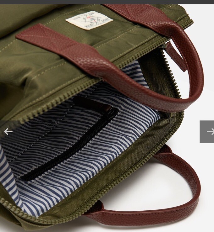 JOULES Ladies Wells Backpack Rucksack Khaki Canvas Framed NEW FREEPOST