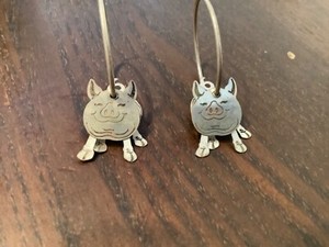 Sterling Silver 3-D Pig Hoop Earrings pre-owned
