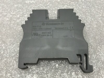 LOT OF 10 DIN Rail Terminal Block KN-T12 GREY 12 AWG 20A 600V KONNECT-IT UL