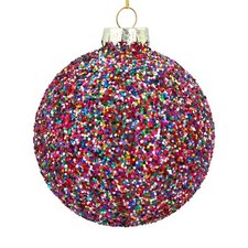 Gisela Graham Hanging Multicoloured Glitter Christmas Tree Bauble Decoration