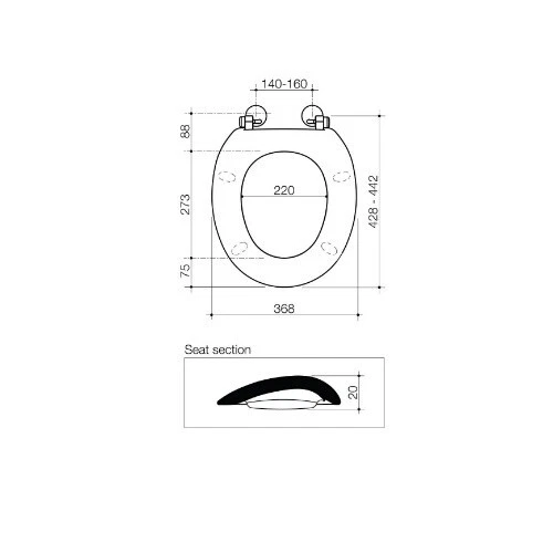 Caroma Caravelle Commercial Seat Standard Hinge Double Flap GermGard® 254006W - Picture 2 of 2