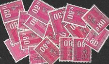--100 timbres vrac YT 1816 MI A1889 Marianne Bequet 80c 1974 gros lot étude