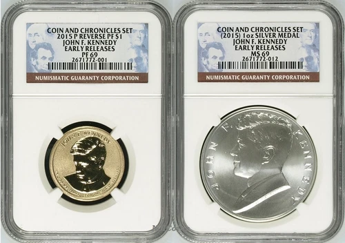 2015 P REV. PROOF Presidential $1 John F. Kennedy COIN & CHRONICLES SET NGC PF69