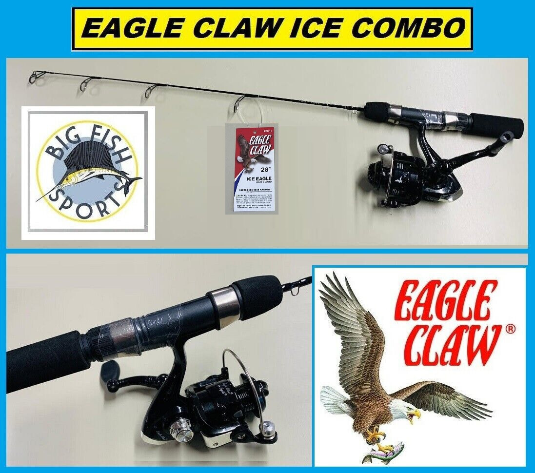 EAGLE CLAW ICE EAGLE Fishing Rod And Reel Combo 28" Length FREE USA SHIP #IE281C
