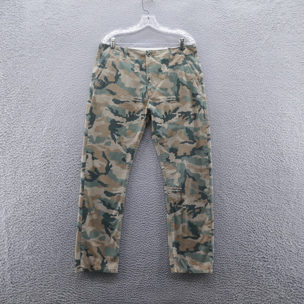 Levis Mens Camo Print Straight Leg Chino Pants 33x30* Green Brown Twill Casual