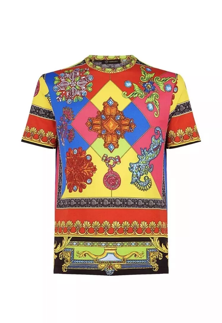 Versace Mens Printed Geometric T-shirt Size M. Slim Fit Medusa