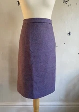 Trefriw Woollen Mills Wales Pure New Wool Lilac Purple Lined Pencil Skirt 28" 10