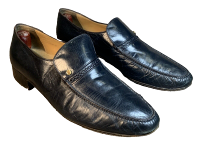 Gravati Italy Made Mens Size 10.5 Black Leather Loafers 